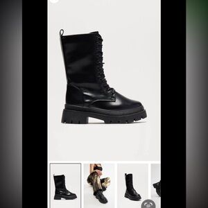 NWOT Fashion Nova Black Lace-Up Combat Boots
